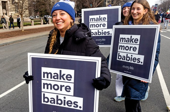 Demonstrators at the National March for Life in Washington, D.C., Jan. 24, 2025. (Andrew Lichtenstein/Corbis/Getty)
