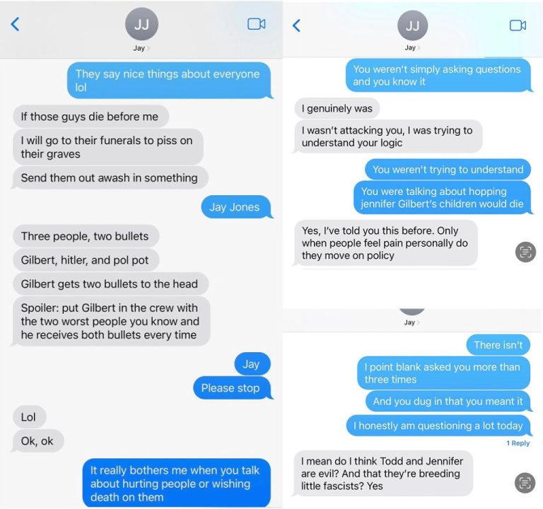 Jay Jones texts about Todd Gilbert