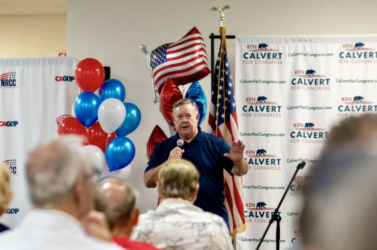 Rep. Ken Calvert (R-CA) speaking at a rally.