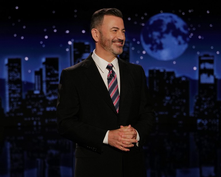 This image released by Disney shows Jimmy Kimmel hosting his late night show 