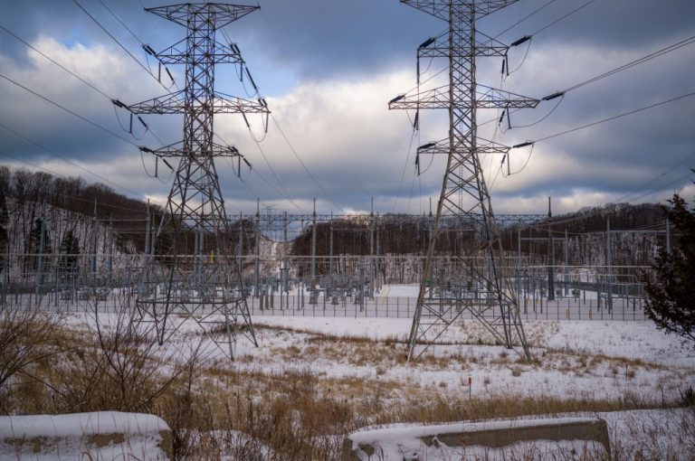Transmission towers near the Palisades nuclear plant.