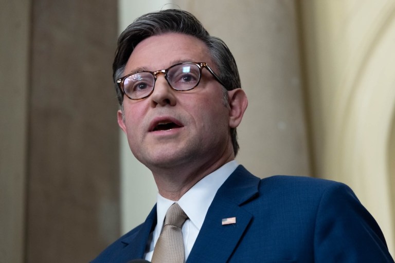House Speaker Mike Johnson (R-LA) speaks during a news conference.