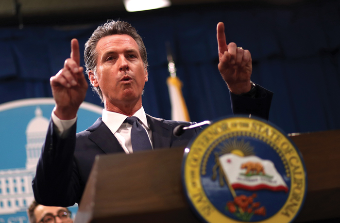 Gov. Gavin Newsom (D-CA) speaks at the California State Capitol in Sacramento. (Justin Sullivan/Getty Images)