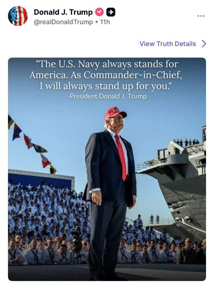 A Truth Social post from President Donald Trump.