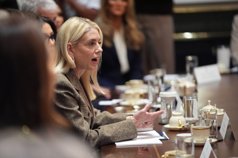 Attorney General Pam Bondi speaks during a Cabinet meeting.