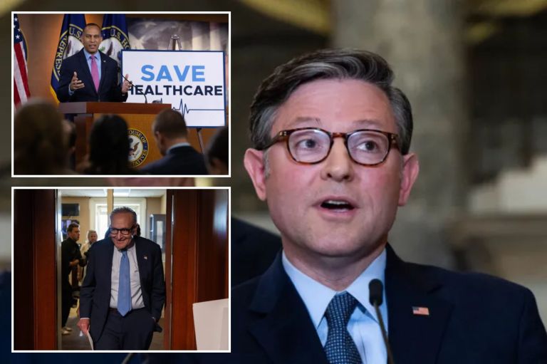 Mike Johnson, Hakeem Jeffries, Chuck Schumer. Graeme