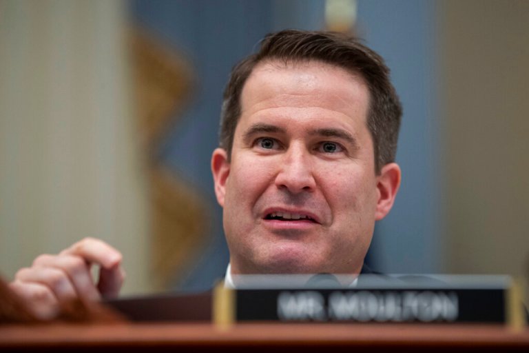 Rep. Seth Moulton (D-MA) speaks during a hearing.