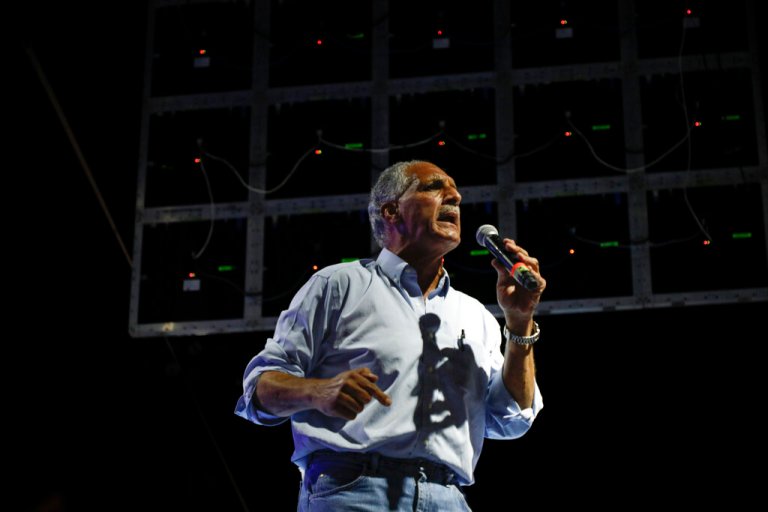 National Party presidential candidate Nasry Asfura speaks to supporters during a closing campaign rally, in Tegucigalpa, Honduras, Sunday, Nov. 21, 2021. Honduras will hold its presidential election on Nov. 28.