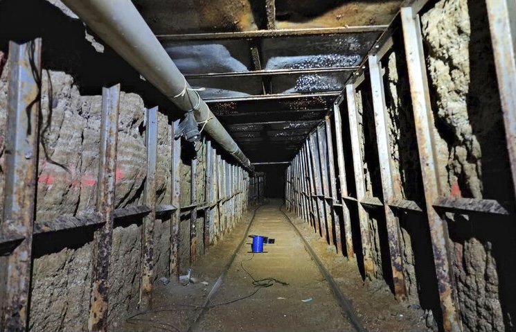 The inside of a cross border tunnel between Mexico's Tijuana into the San Diego area.