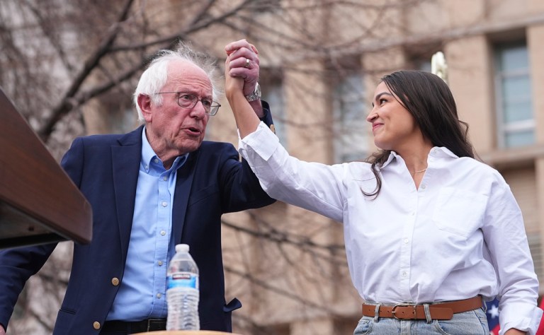 Sen. Bernie Sanders (I-VT) and Rep. Alexandria Ocasio-Cortez (D-NY).