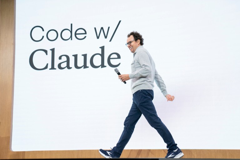 IMAGE DISTRIBUTED FOR ANTHROPIC - Anthropic CEO Dario Amodei at the Code with Claude developer conference on May 22, 2025 in San Francisco. (Don Feria/AP Content Services for Anthropic)