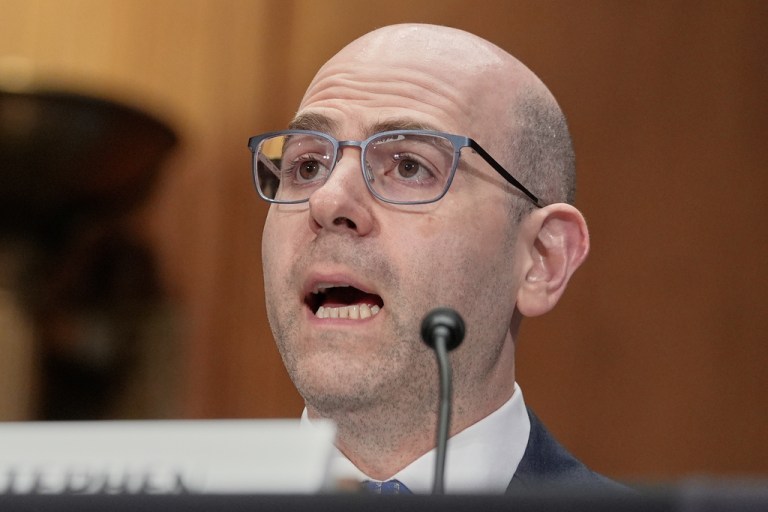 Stephen Miran testifies during a Senate Banking Committee hearing on his nomination to be a member of the Board of Governors of the Federal Reserve System, on Capitol Hill Thursday, Sept. 4, 2025,