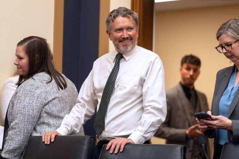 Rep. Thomas Massie (R-KY) stands during a hearing of the House Judiciary Committee on Capitol Hill.