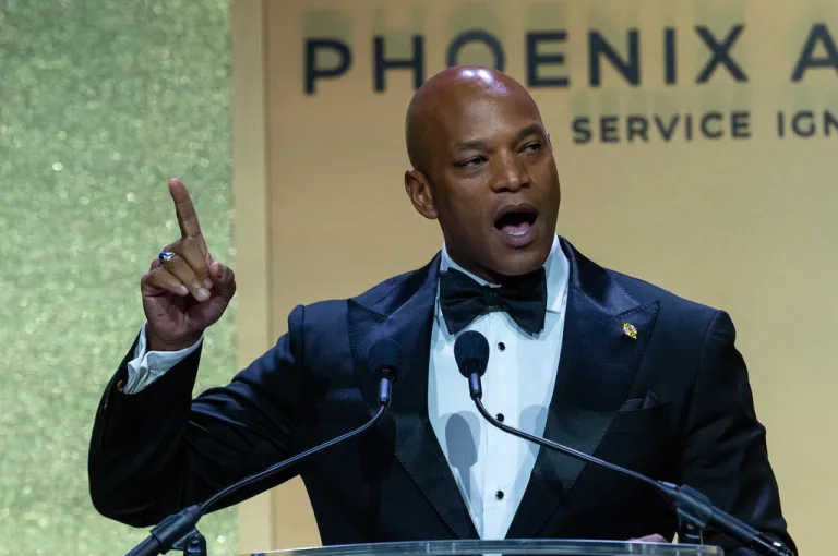 Gov. Wes Moore (D-MD) speaks during the Congressional Black Caucus Foundation Phoenix Awards Dinner.