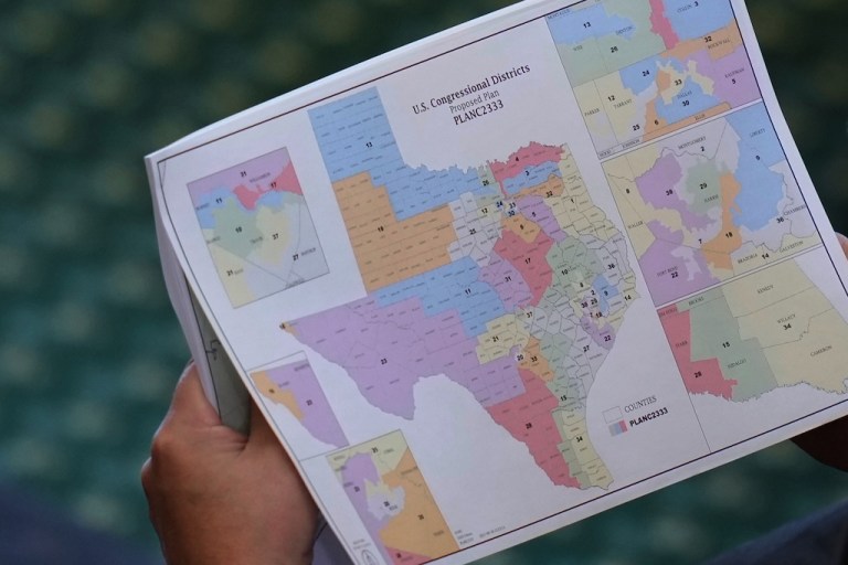 A redrawn U.S. congressional map for Texas.
