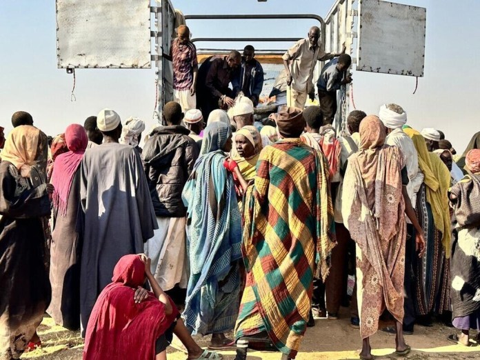 Displaced families from El Fasher at a displacement camp.