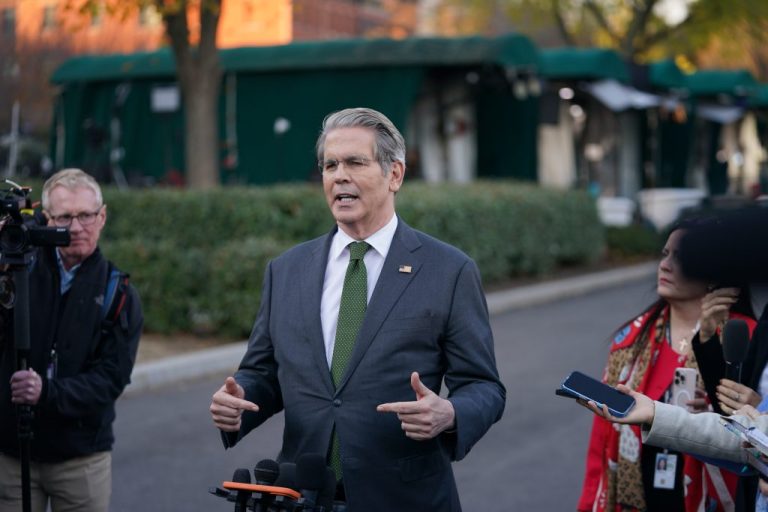 U.S. Secretary of the Treasury Scott Bessent speaks to reporters.