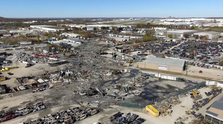 A UPS plane crash scene.