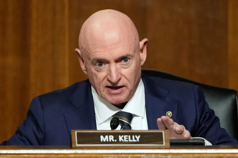 Mark Kelly speaks during the Senate Armed Services Committee confirmation hearing for Pete Hegseth