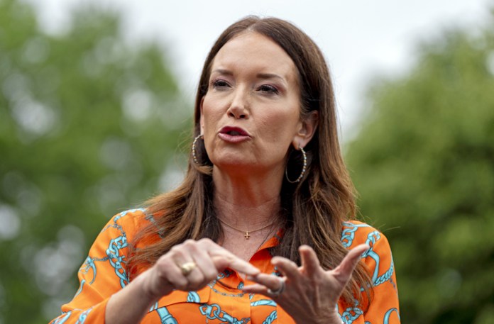 Trump administration Agriculture Secretary Brooke Rollins speaks to media at the White House, May 5, 2025. (Alex Brandon/AP)