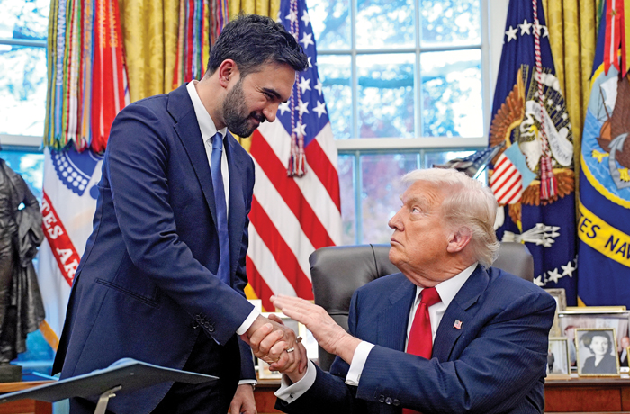New York Mayor-elect Zohran Mamdani visits President Donald Trump at the White House, Nov. 21, 2025. (Yuri Gripas/Abaca/Bloomberg/Getty)