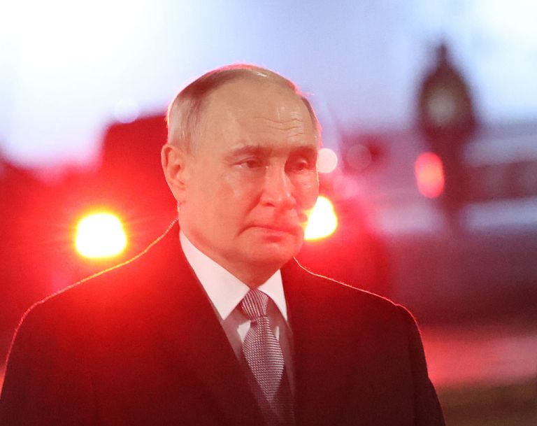 Russian President Vladimir Putin arrives to a wreath laying ceremony at the Victory Square, on November 25, 2025 in Bishkek, Kyrgyzstan. Vladimir Putin makes a three-day state visit to the Kyrgyz Republic. During his stay he takes part in a regular session of the Collective Security Council of the Collective Security Treaty Organisation (CSTO). Putin will also hold talks with President of Kyrgyzstan Sadyr Japarov to discuss development of the strategic partnership and allied relationship between Russia and Kyrgyzstan. (Photo by Contributor#8523328/Getty Images)