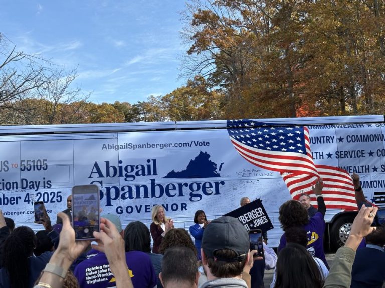 Abigail Spanberger Woodbridge bus stop.