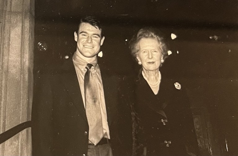 Sen. Todd Young (R-IN) and former U.K. Prime Minister Margaret Thatcher.