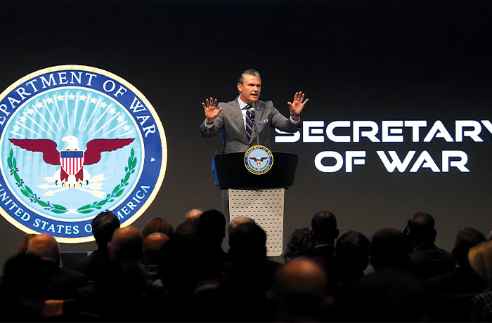 Pete Hegseth speaks during the 4th annual Northeast Indiana Defense Summit at Purdue University Fort Wayne on Nov. 12. (Darron Cummings/AP)