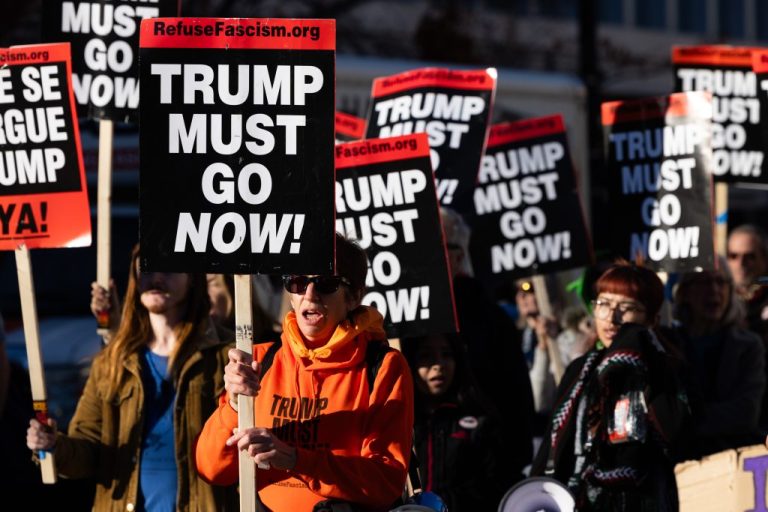 Anti-Trump protesters.