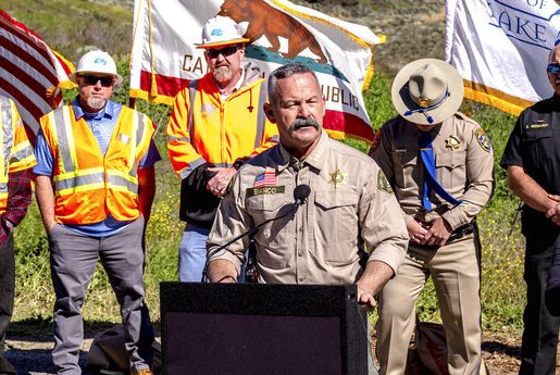Riverside County Sheriff Chad Bianco speaks at a news conference in Lake Elsinore, Calif., Tuesday, Feb. 7, 2023.