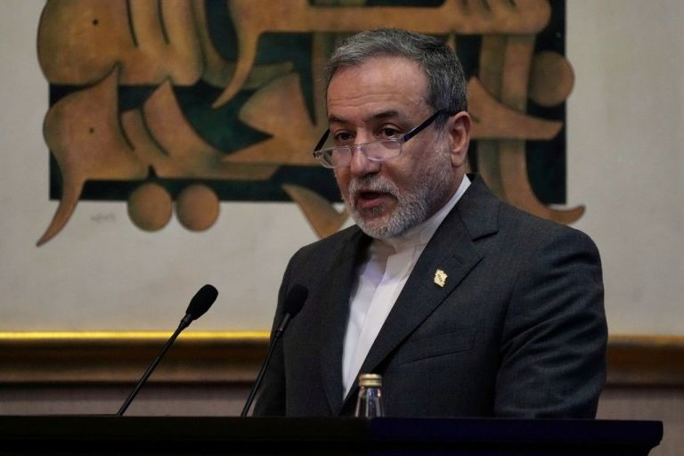 The Iranian foreign minister speaks at a summit.