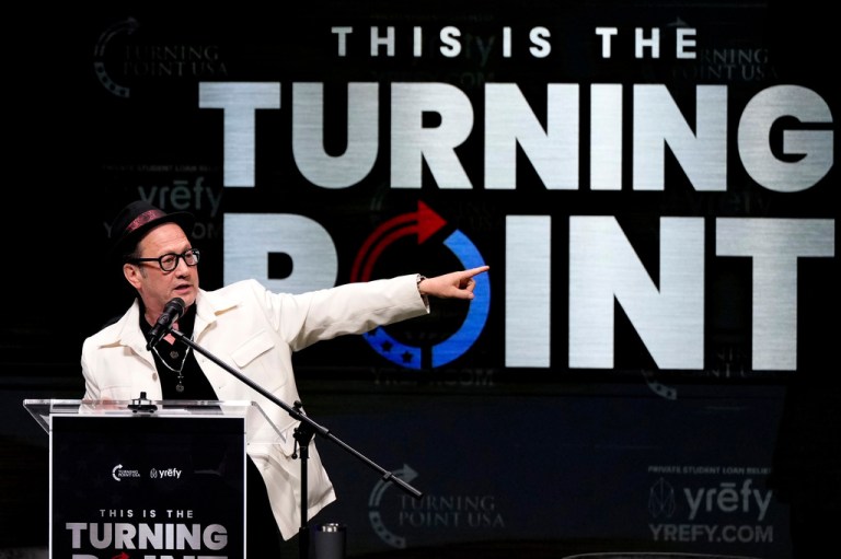 Actor and comedian Rob Schneider speaks during the 