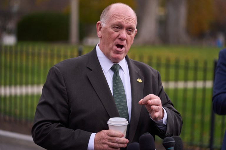 White House border czar Tom Homan speaks with reporters at the White House