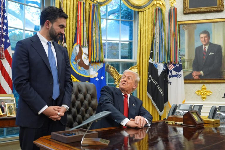 President Donald Trump and New York City Mayor-elect Zohran Mamdani after their meeting in the Oval Office of the White House, in Washington.