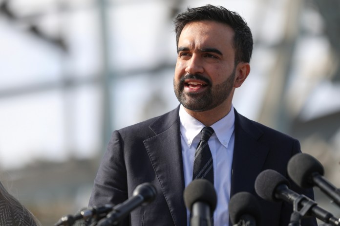 Mayor-elect Zohran Mamdani speaks during a press conference in Queens