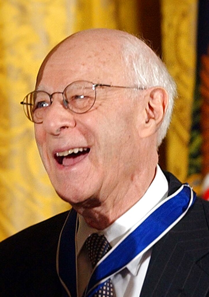 FILE - In this June 23, 2004 file photo, Norman Podhoretz is shown after receiving the Presidential Medal of Freedom, the nation's highest civil award, during a ceremony in the East Room of the White House, in Washington. (AP Photo/Susan Walsh, file)