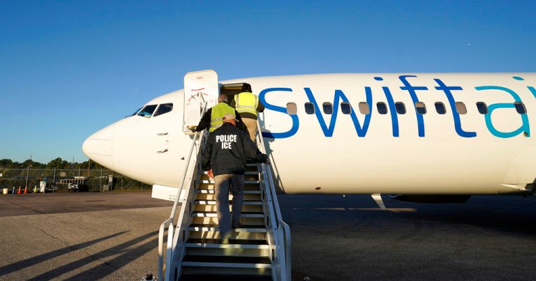 Deportation plane flight.