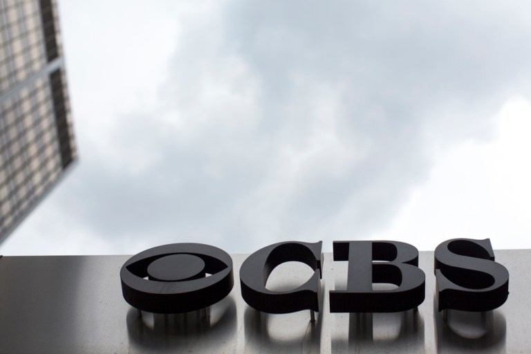 The CBS logo appears at its broadcast center.