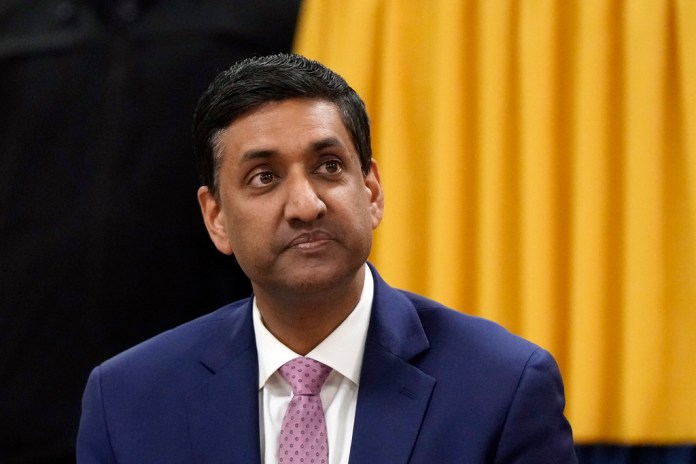 Rep. Ro Khanna (D-CA) waits to address a group.