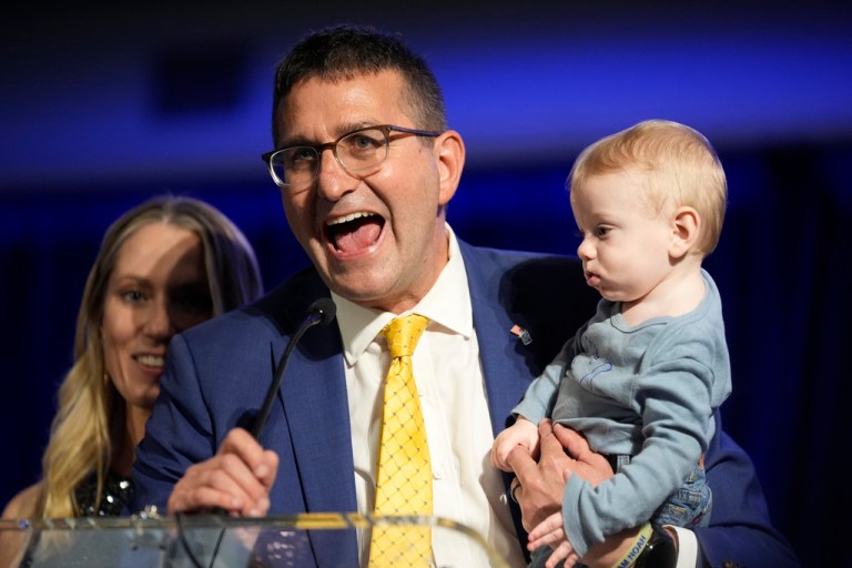Gov.-elect Matt Meyer (D-DE) speaks during an election night watch party.