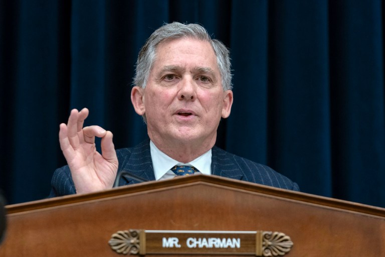 Rep. French Hill (R-AR), chairman of the House Financial Services Committee, speaks during a hearing.