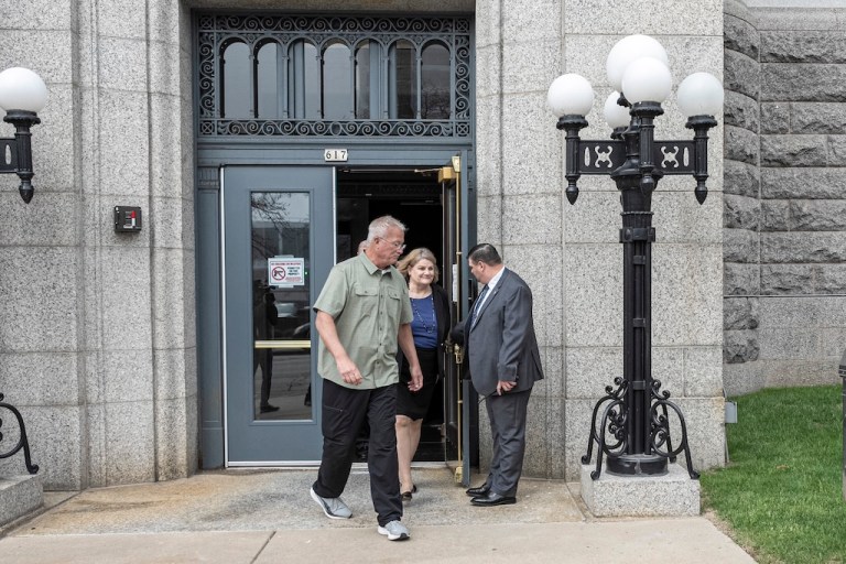 Milwaukee County Circuit Judge Hannah Dugan leaves the federal courthouse after a hearing Thursday, May 15, 2025, in Milwaukee. (AP Photo/Andy Manis)