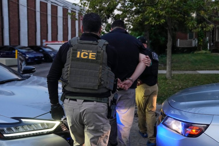 U.S. Immigration and Customs Enforcement agents make an arrest.