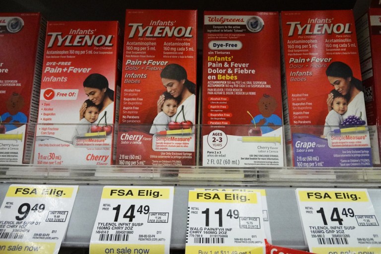 Tylenol products are on display at a drugstore chain in Buffalo Grove, Illinois.