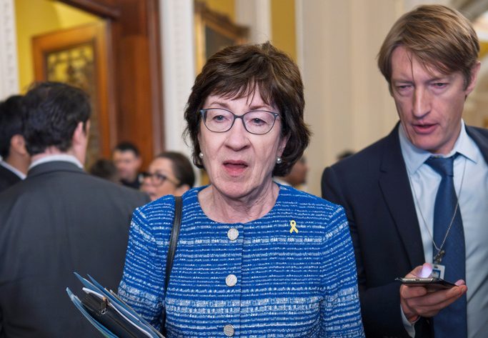 Senate Appropriations Committee Chairwoman Susan Collins, R-Maine, walks at the Capitol in Washington, Tuesday, Oct. 7, 2025.