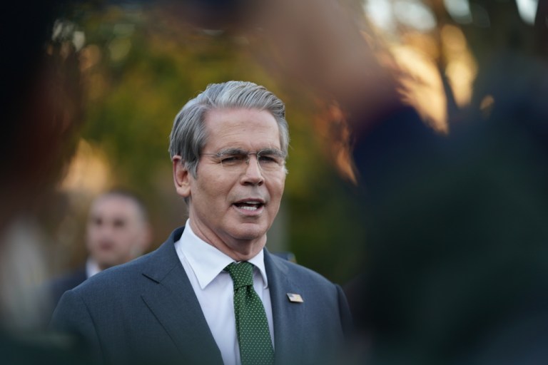 U.S. Secretary of the Treasury Scott Bessent speaks to reporters at the White House, Wednesday, Nov. 5, 2025, in Washington.