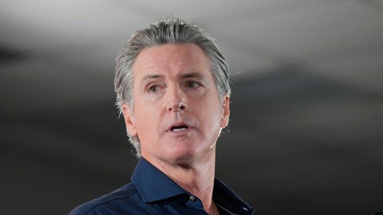 California Gov. Gavin Newsom speaks during a rally with Harris County Democrats at the IBEW local 716 union hall on Saturday, Nov. 8, 2025, in Houston. (AP Photo/Karen Warren)