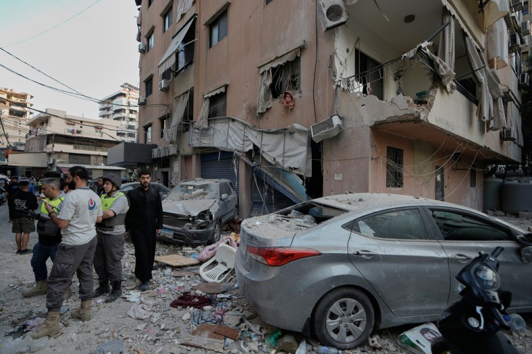 Destruction in Beirut caused by Israeli strikes.