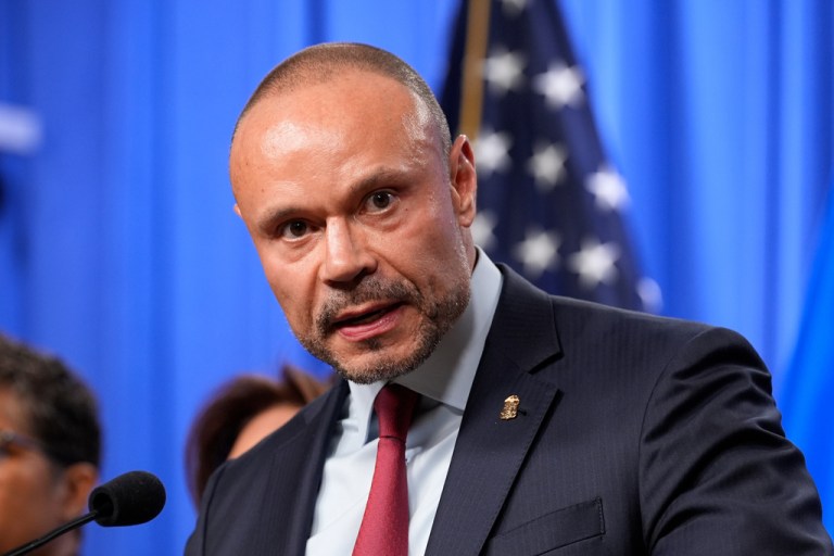 FBI Deputy Director Dan Bongino speaks during a news conference at the Department of Justice.